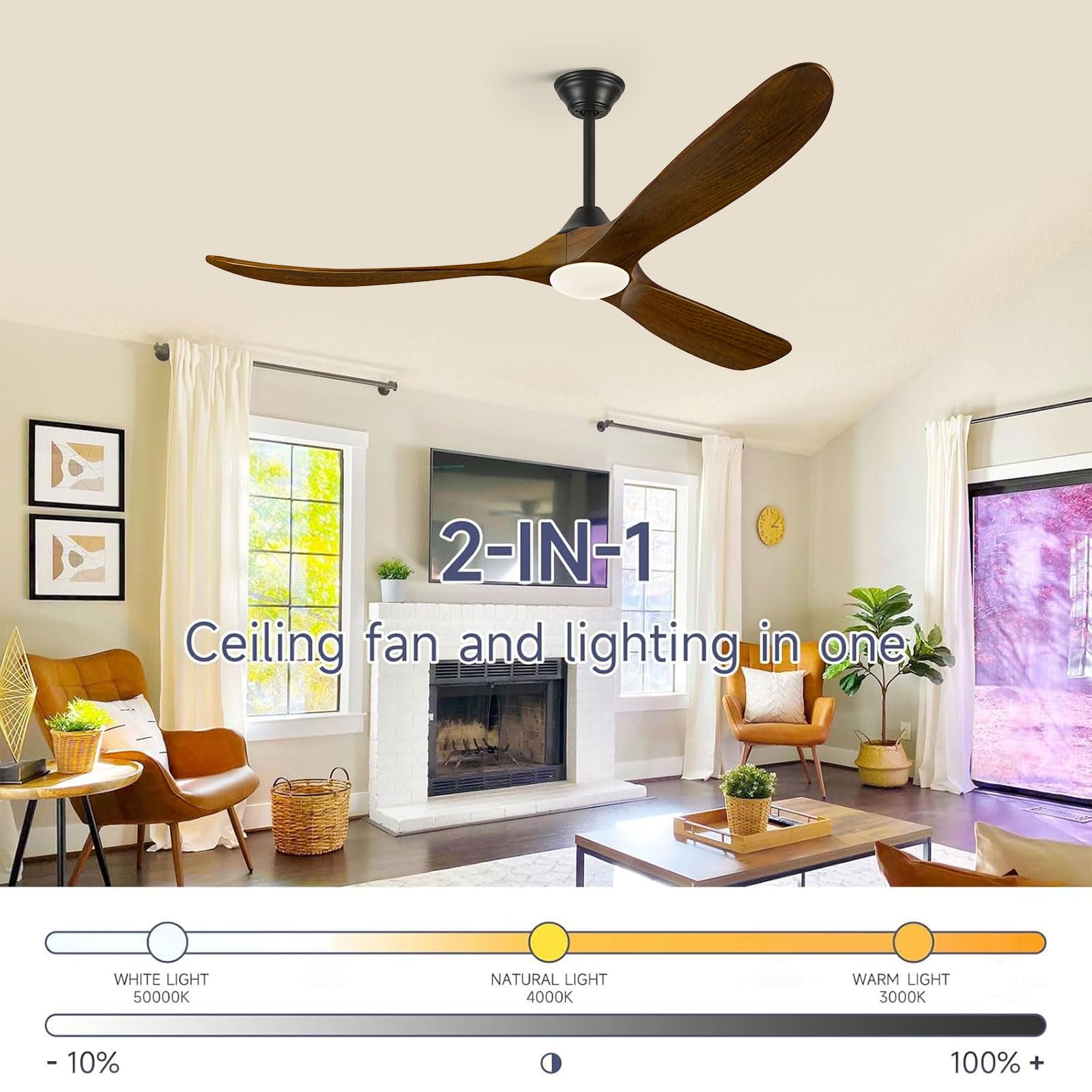 Amazon.com: 60 Inch Ceiling Fan with Light and Remote, Indoor